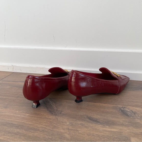 Burgundy Red Loafers with Gold Accents - Picture 4 of 7